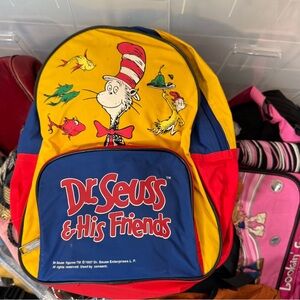 Vintage 1997 Dr. Seuss Yellow and Blue Kids Backpack